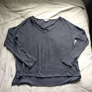 AMERCIAN EAGLE Grey Criss Cross Front Pullover Long Sleeve Top Grunge XXS AE
